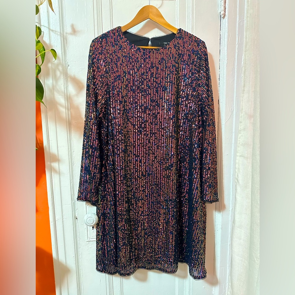 TFNC Long Sleeve Sequin Mini Dress Size 18